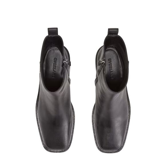 EVERLANE The City Boot Black Leather Pull Tab Side Zip Block Heel Size 7 NEW - Picture 3 of 8